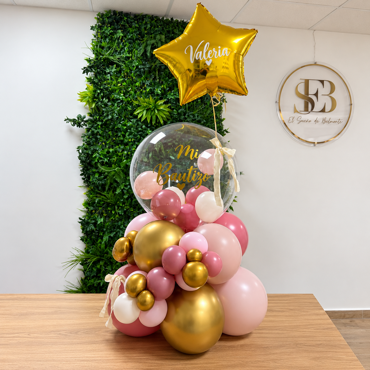 Ramo de globos de helio personalizado con corazón - Silvia - El Sueño de Belmonte